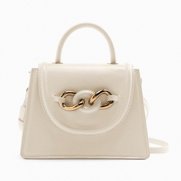 Zara Handbags - ZARA CHAIN MINI CITY BAG COLOR WHITE